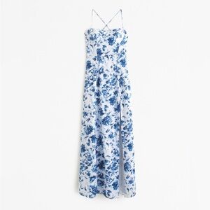 Abercrombie and Fitch Camille Tie Midi dress blue and white